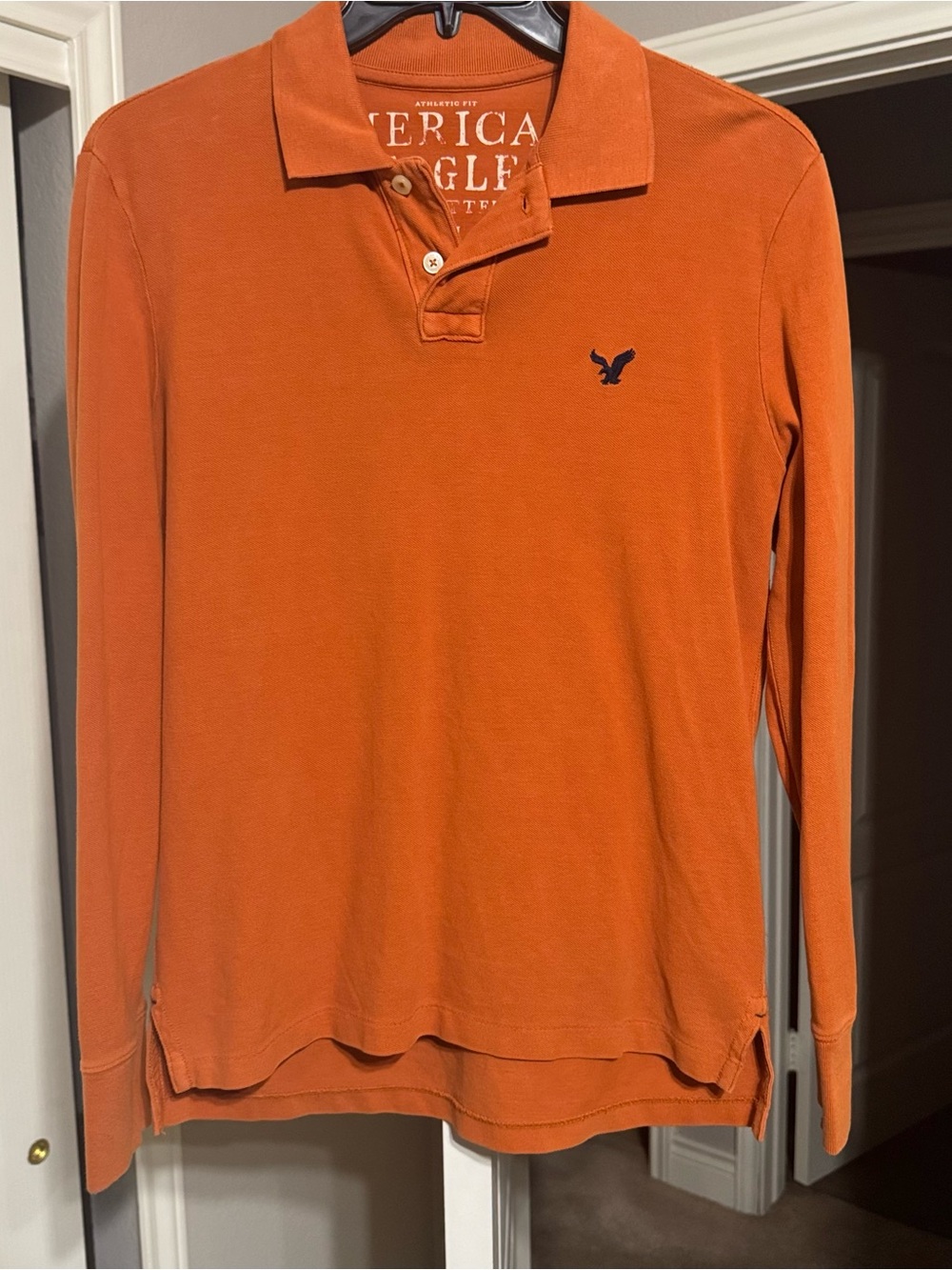 American Eagle Outfitters Men’s Long-Sleeve Polo Shirt - Orange